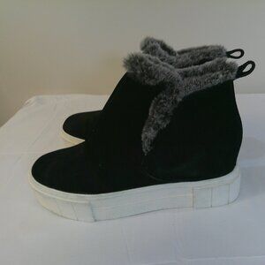 Dolce Vita Womens Black Suede Ankle Boots with Platform Heels Sz 5